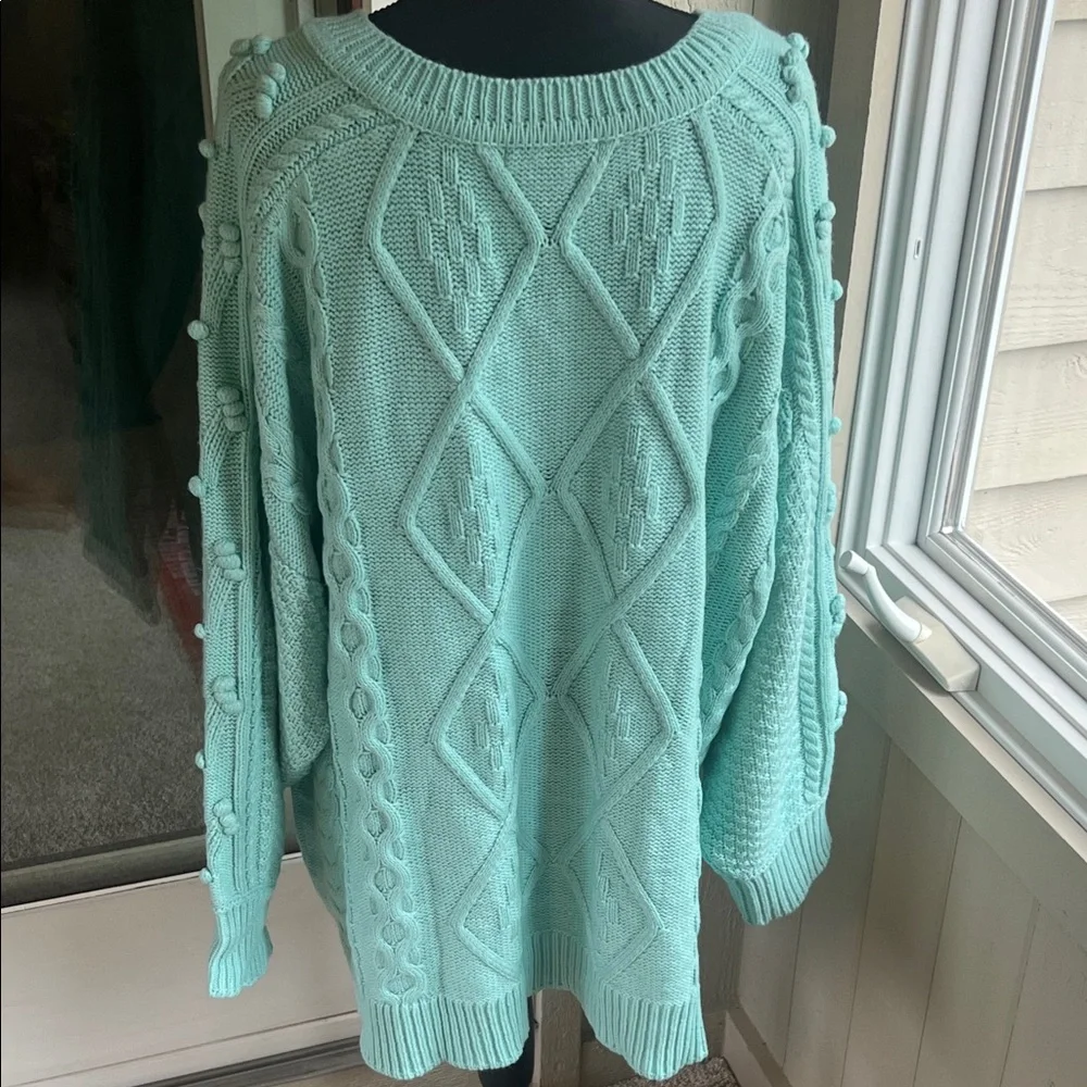 Mint Green Cable Knit Sweater
